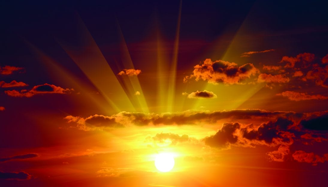 Beautiful red sunset in sky