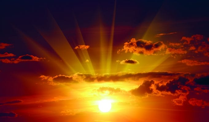 Beautiful red sunset in sky