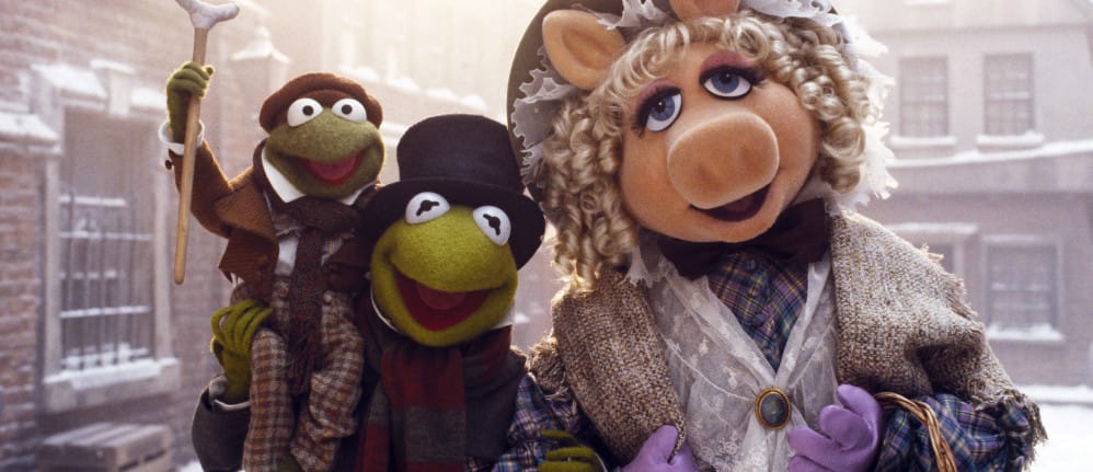 Muppet puppets dressed like Christmas Carol characters