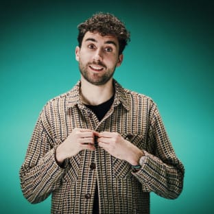 Man on green background